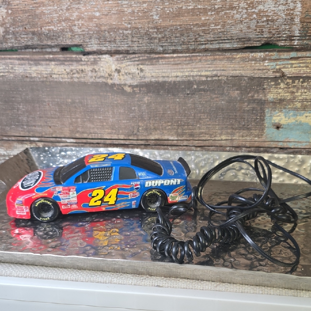 NASCAR Blue & Red Race Car Landline Telephone, #24